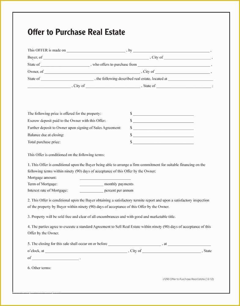 Real Estate Offer Template Free Of wholesale Fer to Purchase Real Estate forms Abflf290 In Bulk