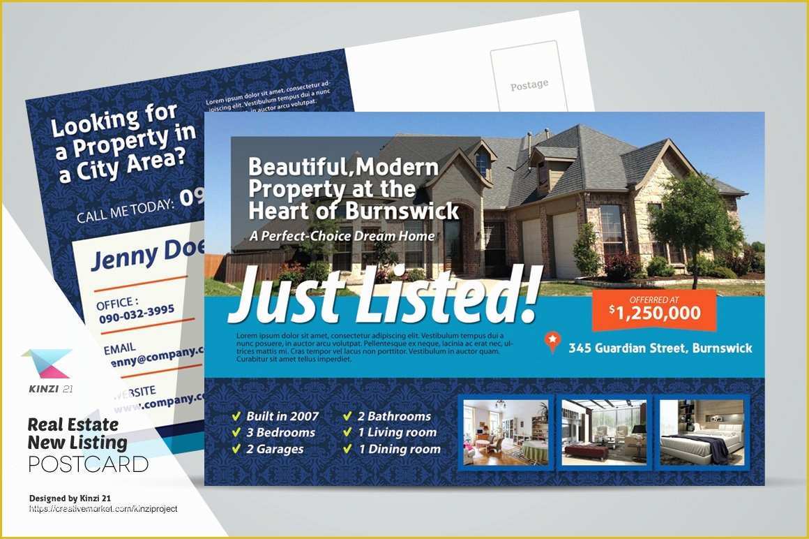 Real Estate Postcards Templates Free Of Real Estate New Listing Postcard Postcard Templates
