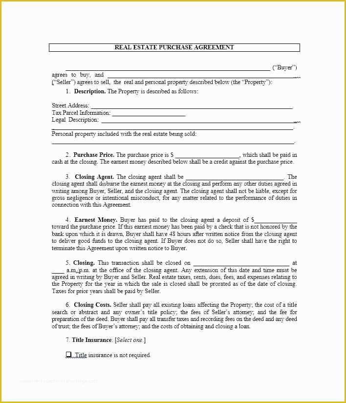 Real Estate Purchase Contract Template Free Of Purchase and Sale Agreement Template Print Boat Purchase