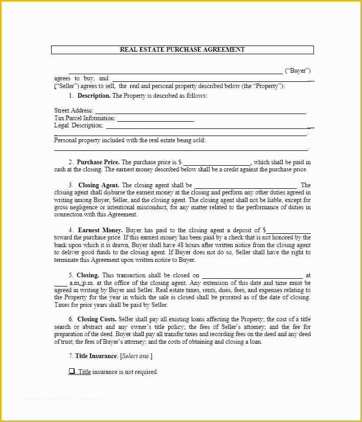 Real Estate Purchase Contract Template Free Of Purchase and Sale Agreement Template Print Boat Purchase