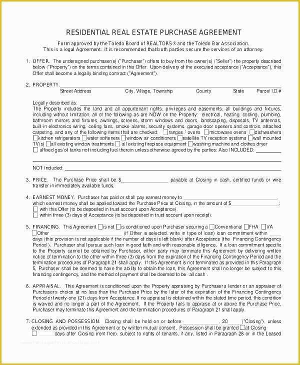 Real Estate Purchase Contract Template Free Of Real Estate Agreement Template 7 Contract Templates Free