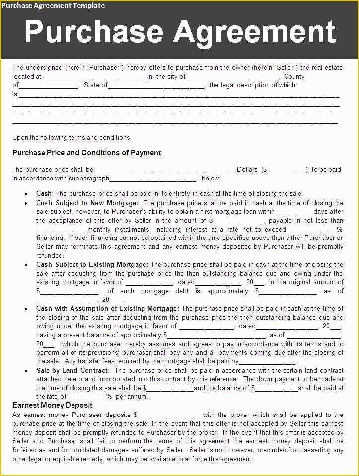 Real Estate Purchase Contract Template Free Of Real Estate Purchase Agreement Template