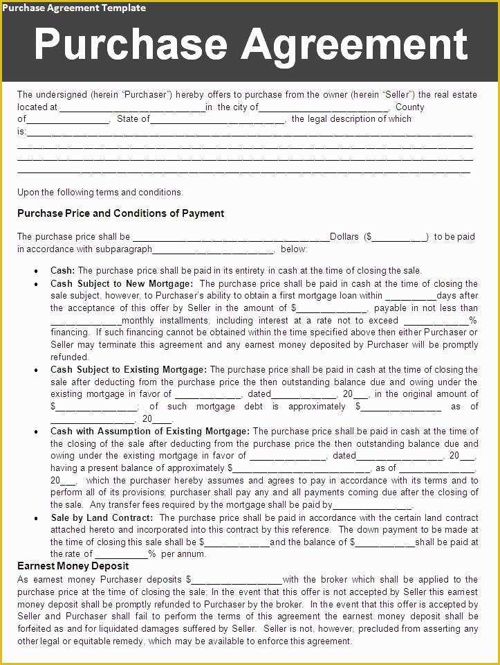 Real Estate Purchase Contract Template Free Of Real Estate Purchase Agreement Template