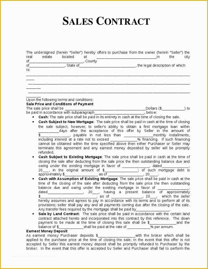 Real Estate Purchase Contract Template Free Of Real Estate Sales Agreement