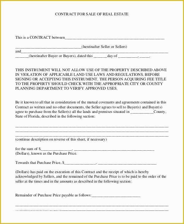 42 Real Estate Sales Contract Template Free