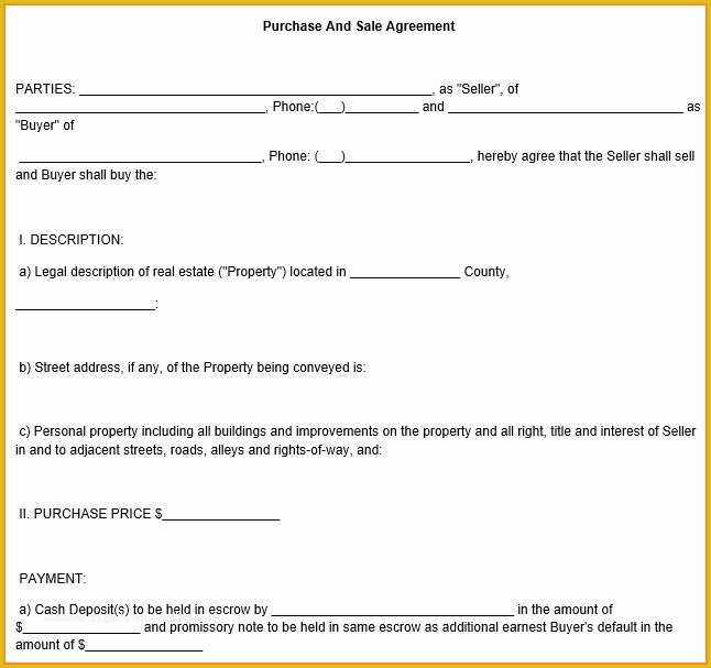 Real Estate Sales Contract Template Free Of Effective Purchase Contract or Purchase Agreement Template