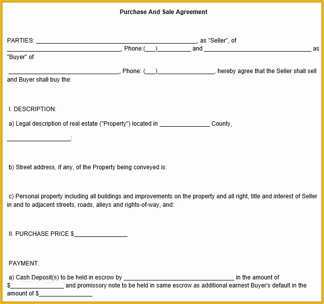 Real Estate Sales Contract Template Free Of Effective Purchase Contract or Purchase Agreement Template