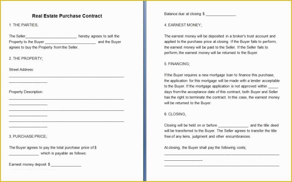 Real Estate Sales Contract Template Free Of Rental Contracts