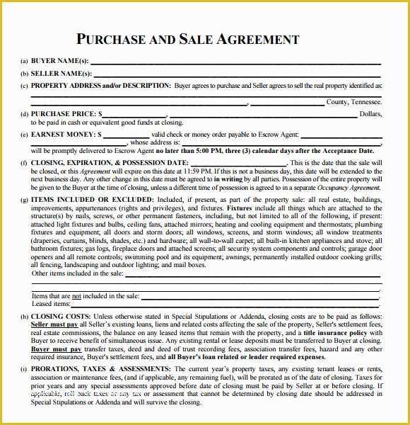 Real Estate Sales Contract Template Free Of Sample Real Estate Purchase Agreement 7 Examples format