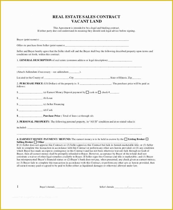 Real Estate Sales Contract Template Free Of Sample Real Estate Sales Contract form 8 Free Documents