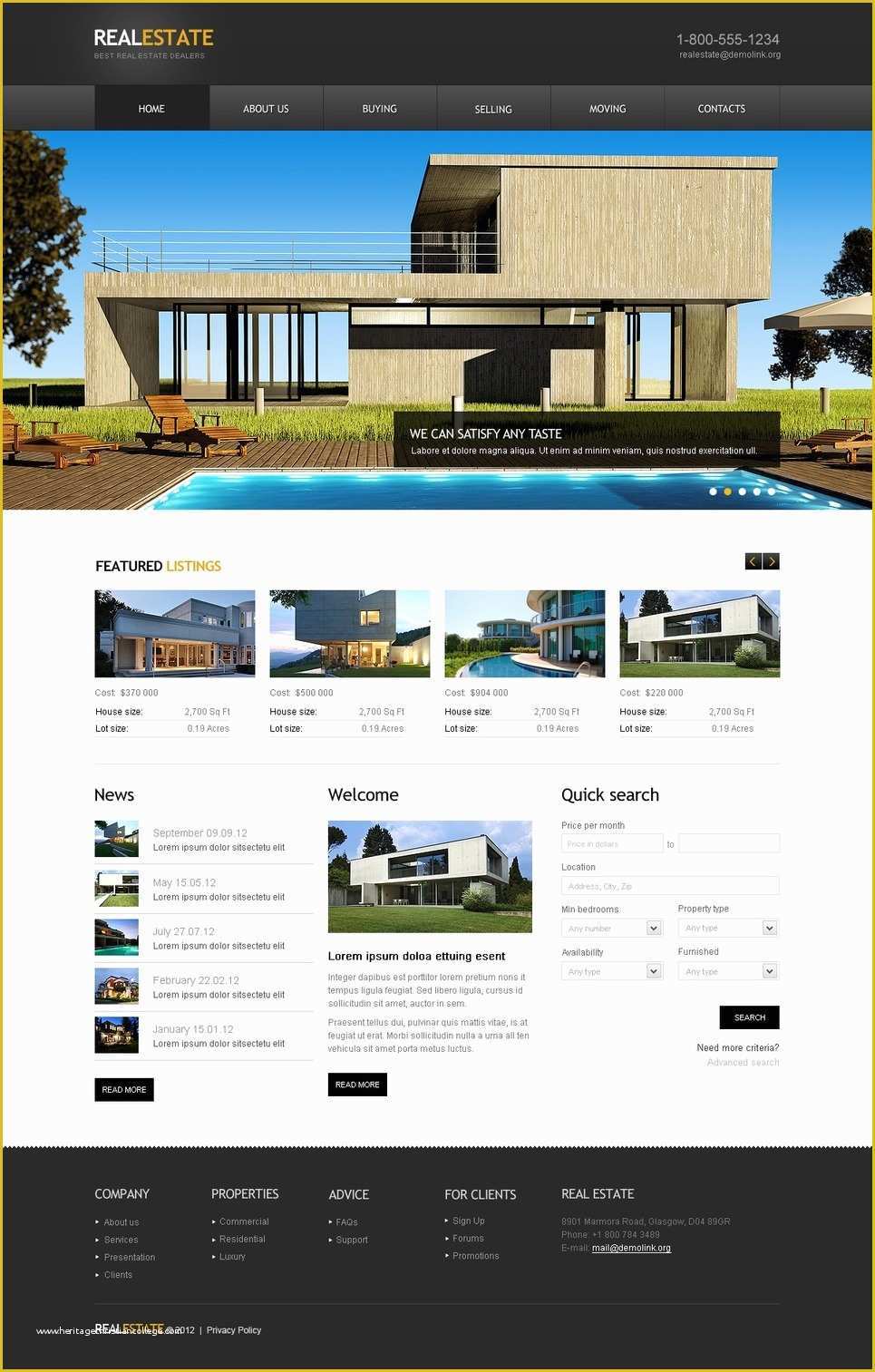 Real Estate Website Design Templates Free Download Of Real Estate Agency Website Template
