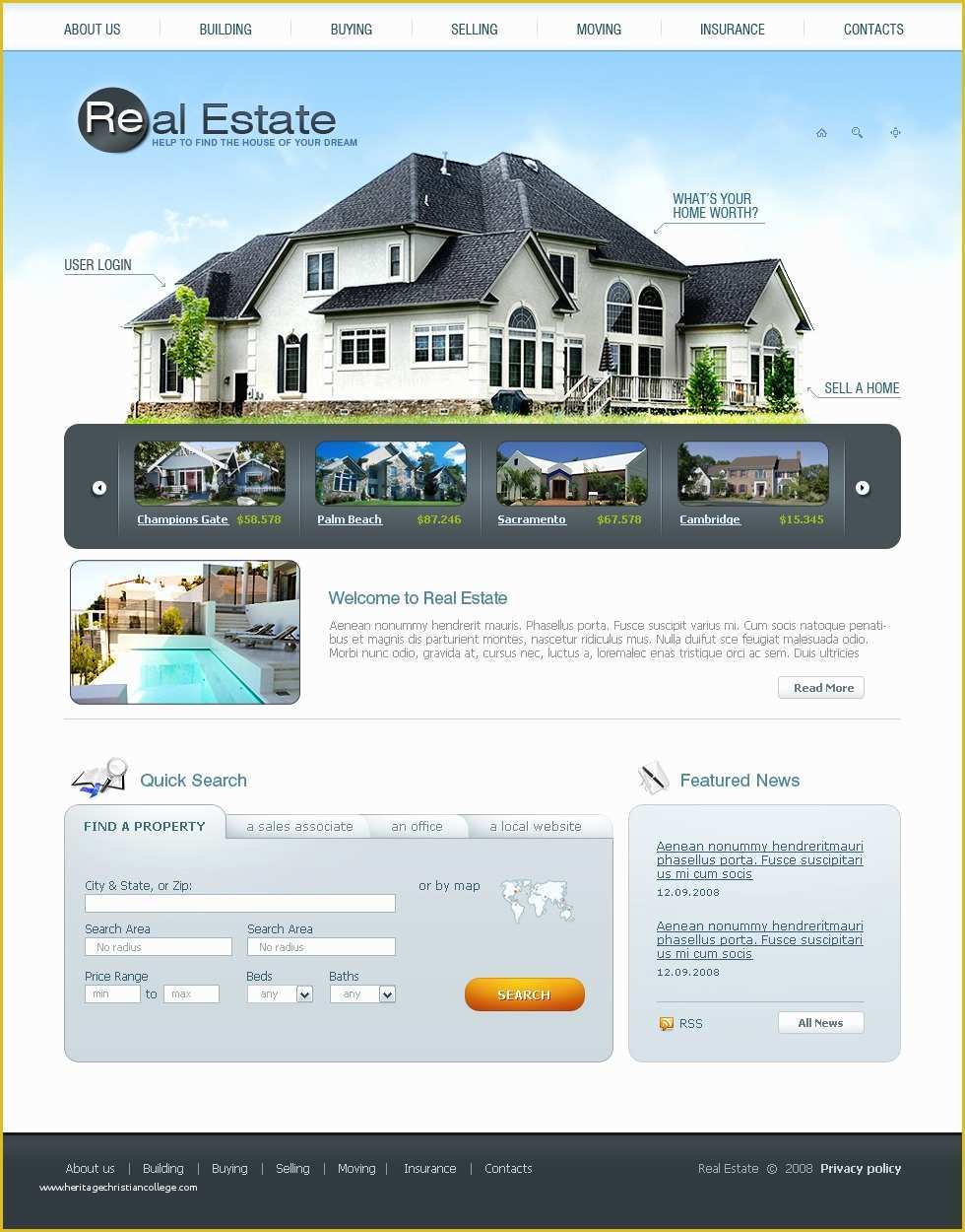 Real Estate Website Templates Free Of Real Estate Agency Website Template