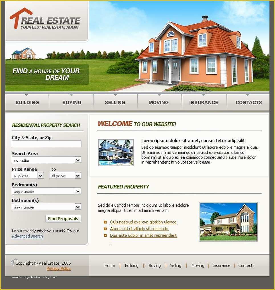 Real Estate Website Templates Free Of Real Estate Agency Website Template