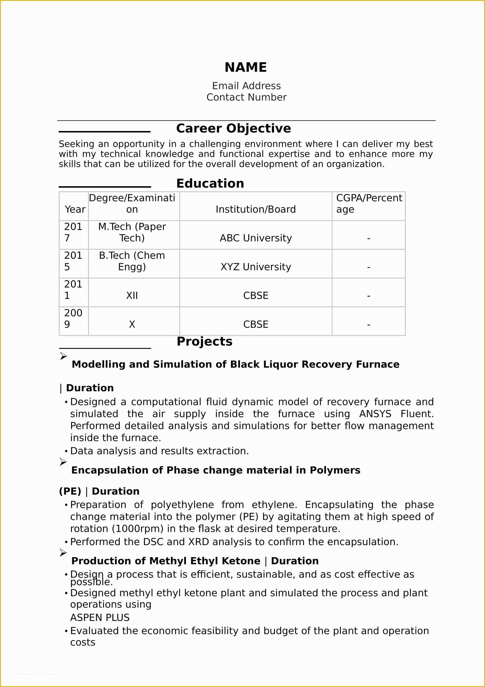 Really Free Resume Templates Of 32 Resume Templates for Freshers Download Free Word format