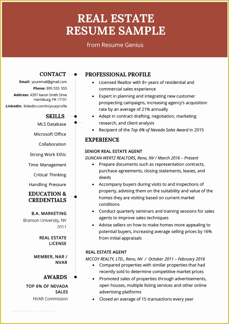 Really Free Resume Templates Of Real Estate Agent Resume &amp; Writing Guide