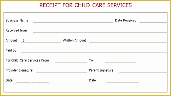 Receipt for Services Template Free Of Professional Receipt for Child Care Services