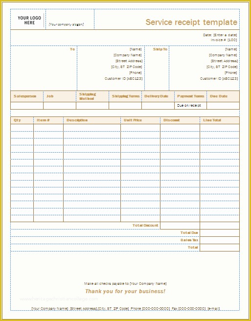 Receipt for Services Template Free Of Service Receipt Template – Word