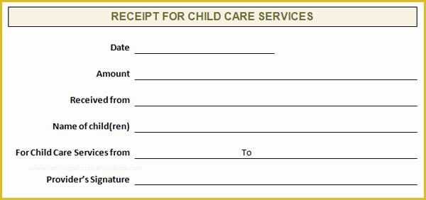 Receipt for Services Template Free Of Weekly Receipts for Daycare Free Printables