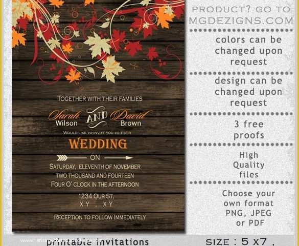 Reception Invitation Templates Free Download Of 26 Fall Wedding Invitation Templates – Free Sample