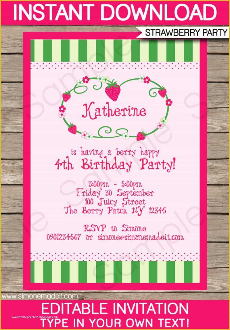 Reception Invitation Templates Free Download Of Download Strawberry Shortcake Invitation Free