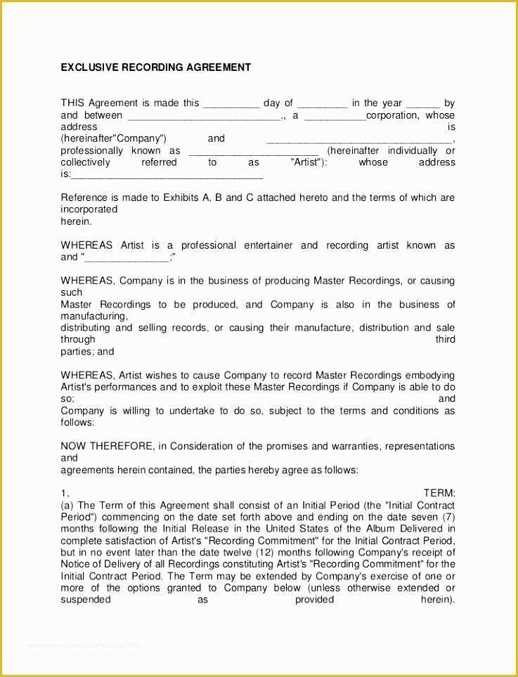 Record Label Contract Template Free Of 12 Record Label Contract Template Raoaw