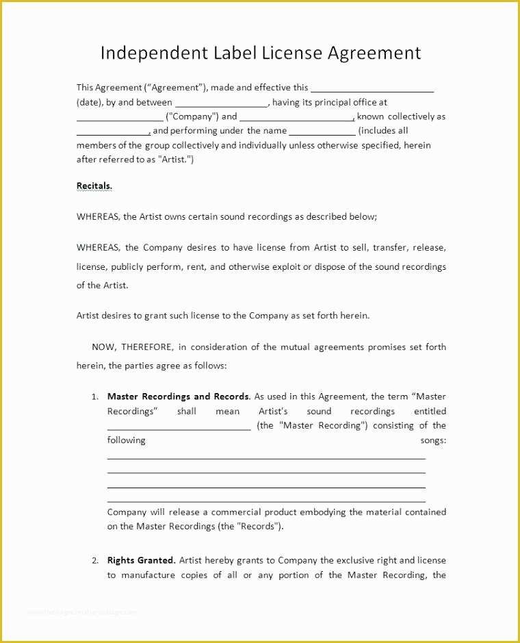 Record Label Contract Template Free Of Pricing Record Label Agreements Music Licensing Contract