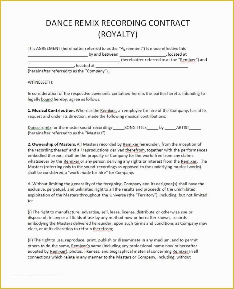 Record Label Contract Template Free Of Record Label Agreements