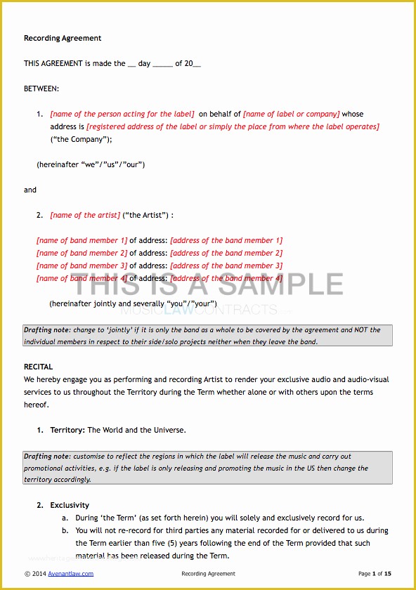Record Label Contract Template Free Of Record Label Contract Pack