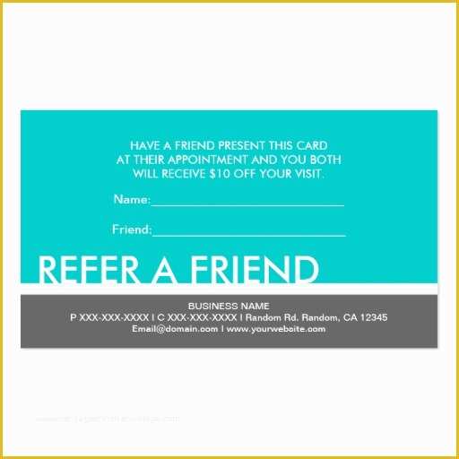 Refer A Friend Card Template Free Of 442 Refer A Friend Business Cards and Refer A Friend