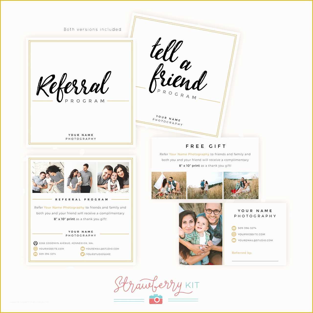 Refer A Friend Card Template Free Of Modern Hand Lettering Referral Card Set Strawberry Kit