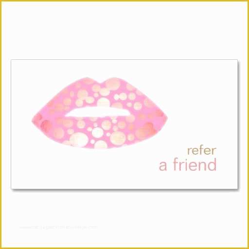 Refer A Friend Card Template Free Of Pink and Gold Lips Refer A Friend Coupon Salon Referral