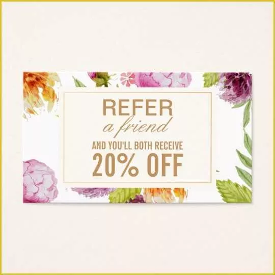 Refer A Friend Card Template Free Of Refer A Friend Beauty Salon Floral Referral Card