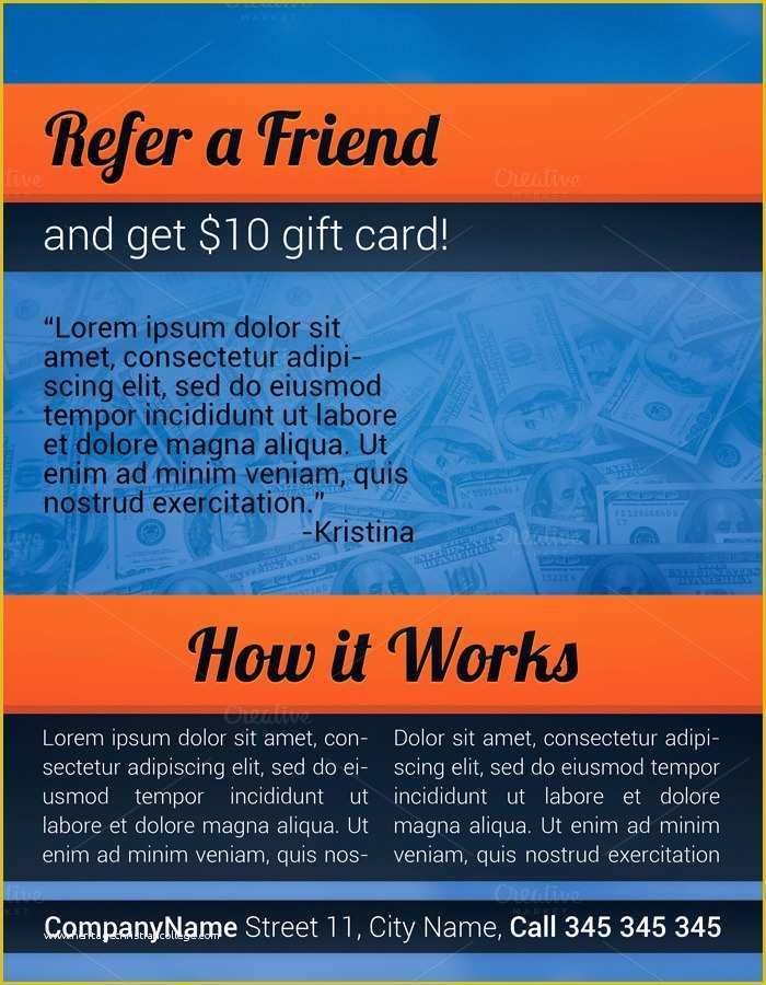 Refer A Friend Card Template Free Of Refer A Friend Flyer Flyer Templates On Creative Market