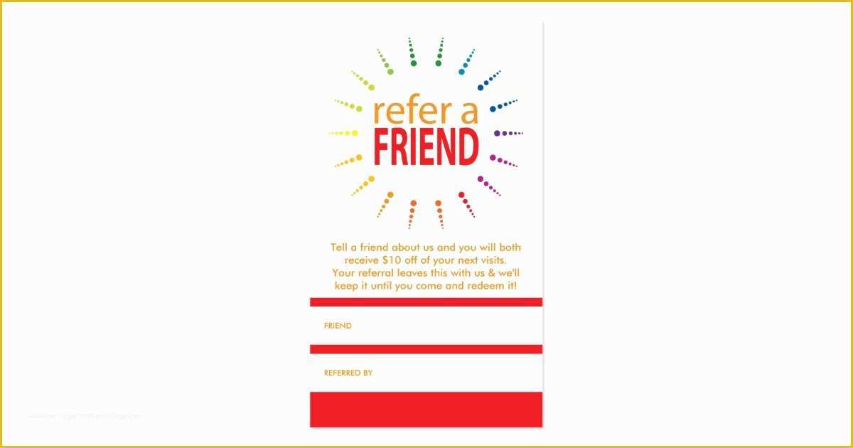 Refer A Friend Card Template Free Of Refer A Friend Rainbowburst Business Card