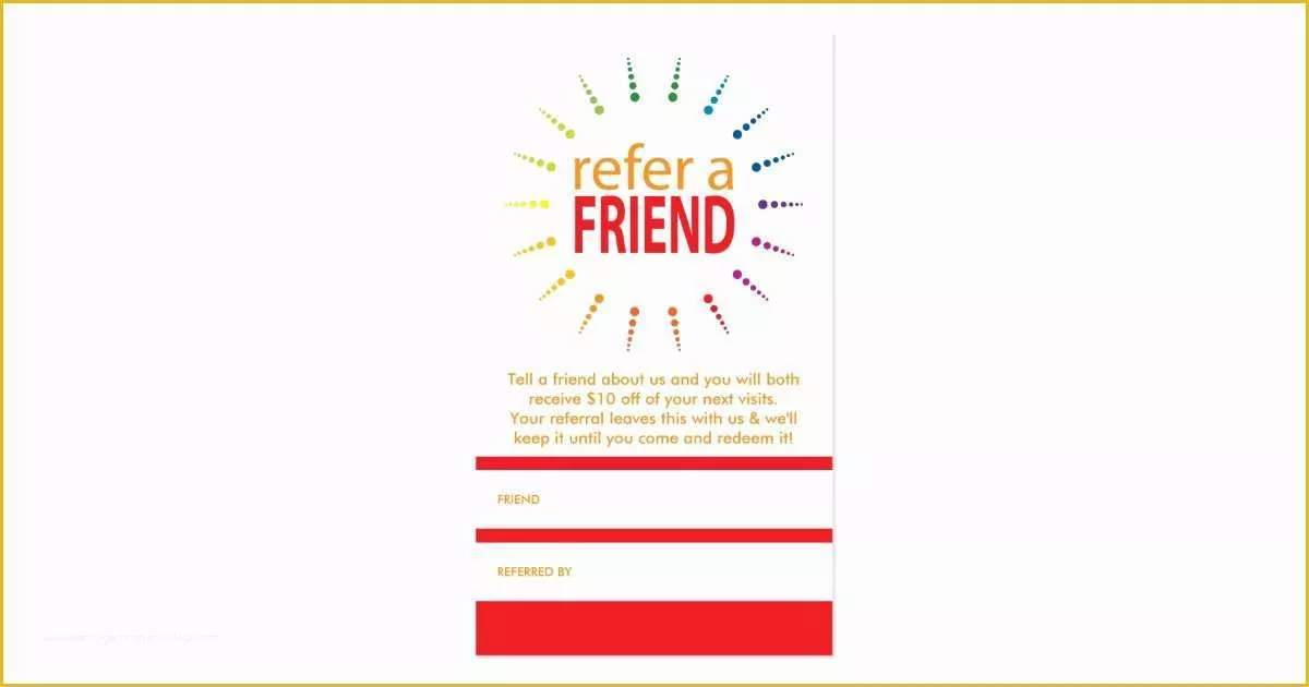 Refer A Friend Card Template Free Of Refer A Friend Rainbowburst Business Card