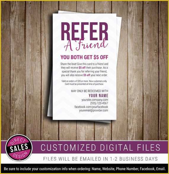 Refer A Friend Card Template Free Of Refer A Friend Referral Card Direct Sales Business Card