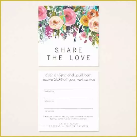 Refer A Friend Card Template Free Of Refer A Friend Referral Salon Client Card Set