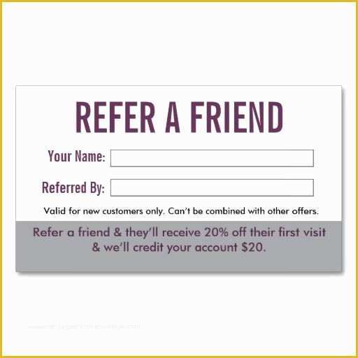 Refer A Friend Card Template Free Of Salon Referral Business Card by Inspyre Design Refer A