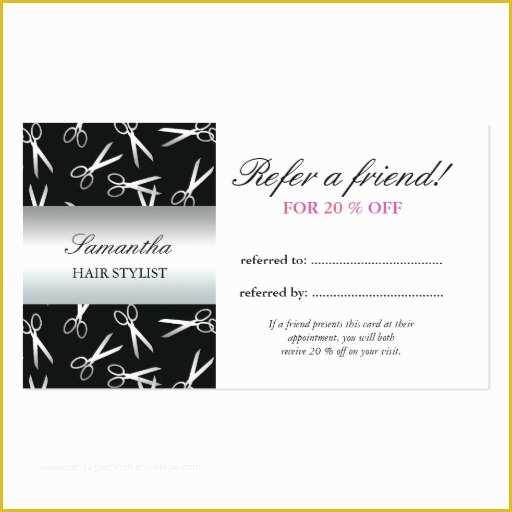 Refer A Friend Card Template Free Of Silver Scissors Refer A Friend Business Card