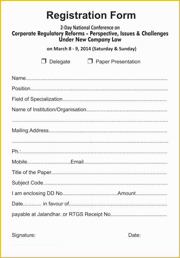 Registration form Template Word Free Download Of Printable Registration form Templates Word Excel Samples