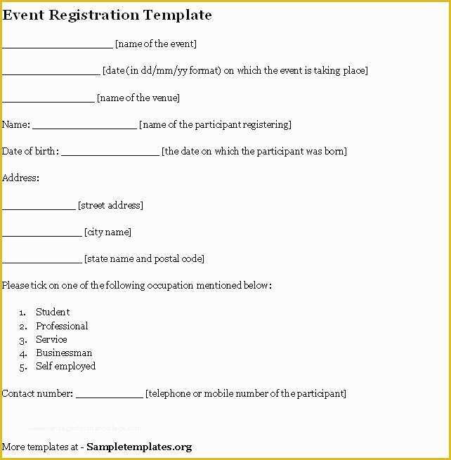 Registration form Template Word Free Download Of Registration Template Free