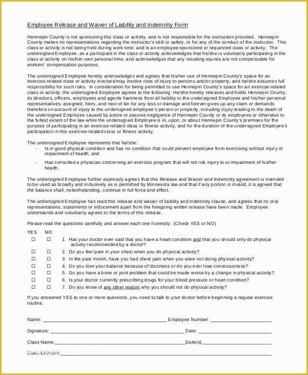 Release Of Liability Template Free Of 11 Liability Waiver form Templates Pdf Doc