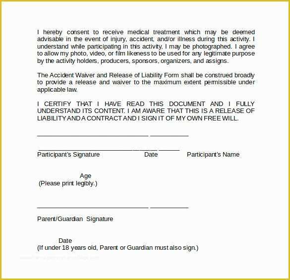 Release Of Liability Template Free Of 9 Liability Waiver forms to Download