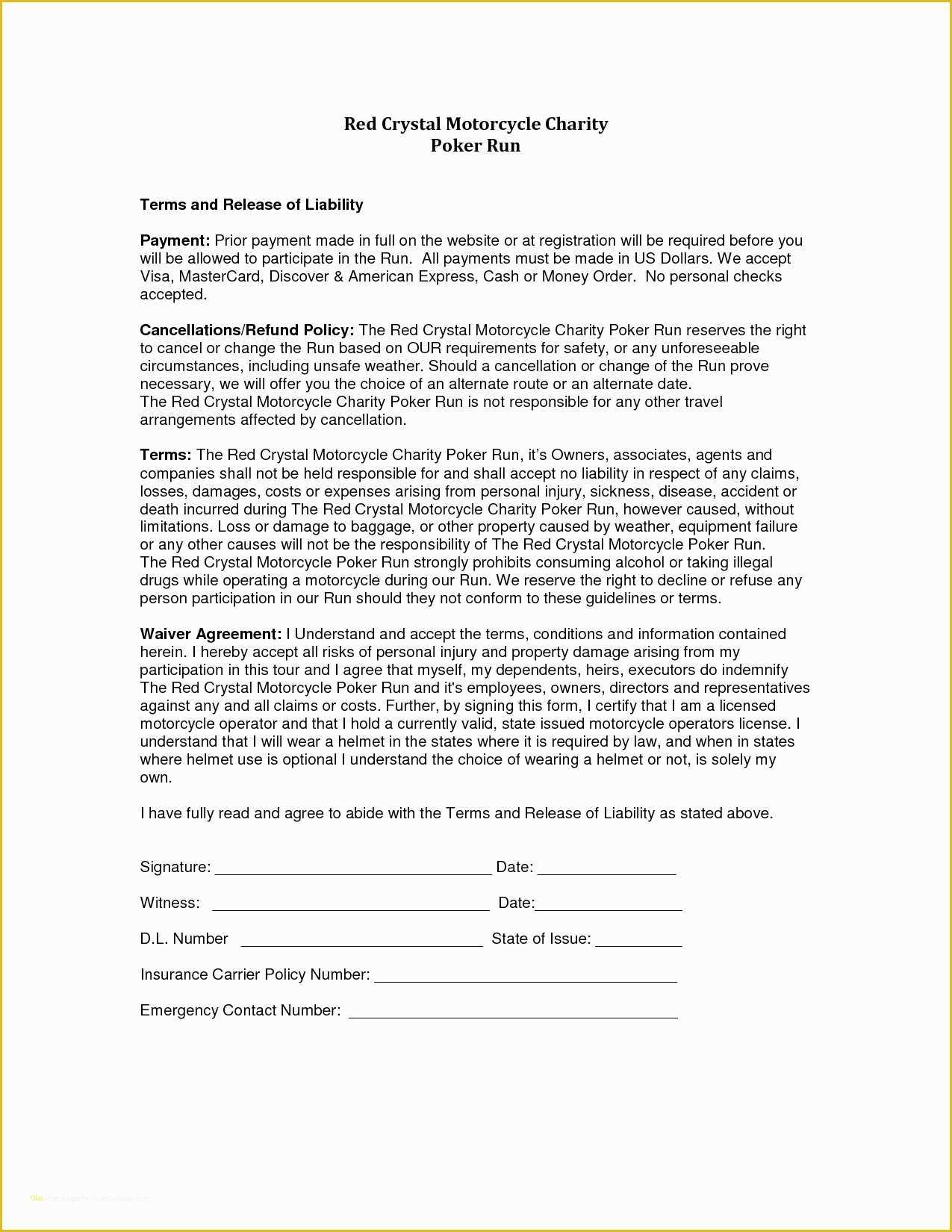 Release Of Liability Template Free Of Inspirational Release Liability Template