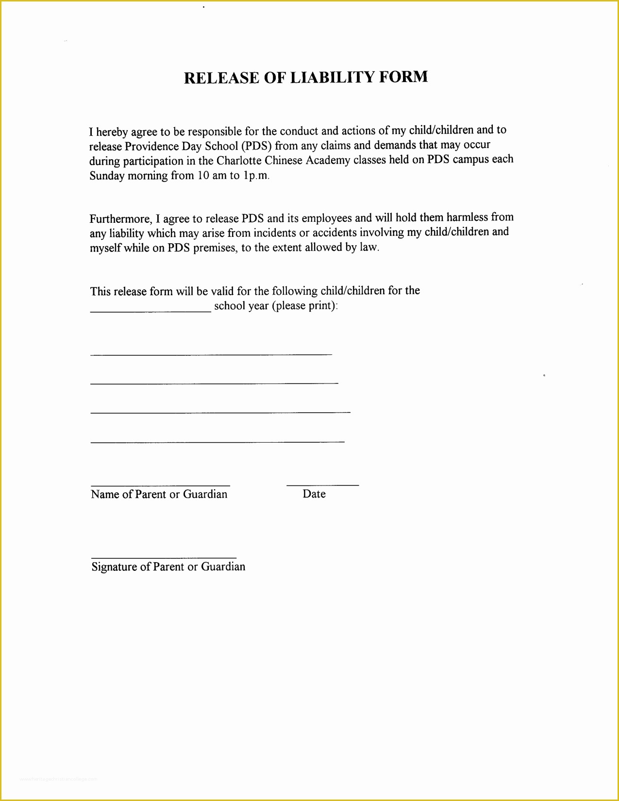 Release Of Liability Template Free Of Liability Release form Template In Images Release Of