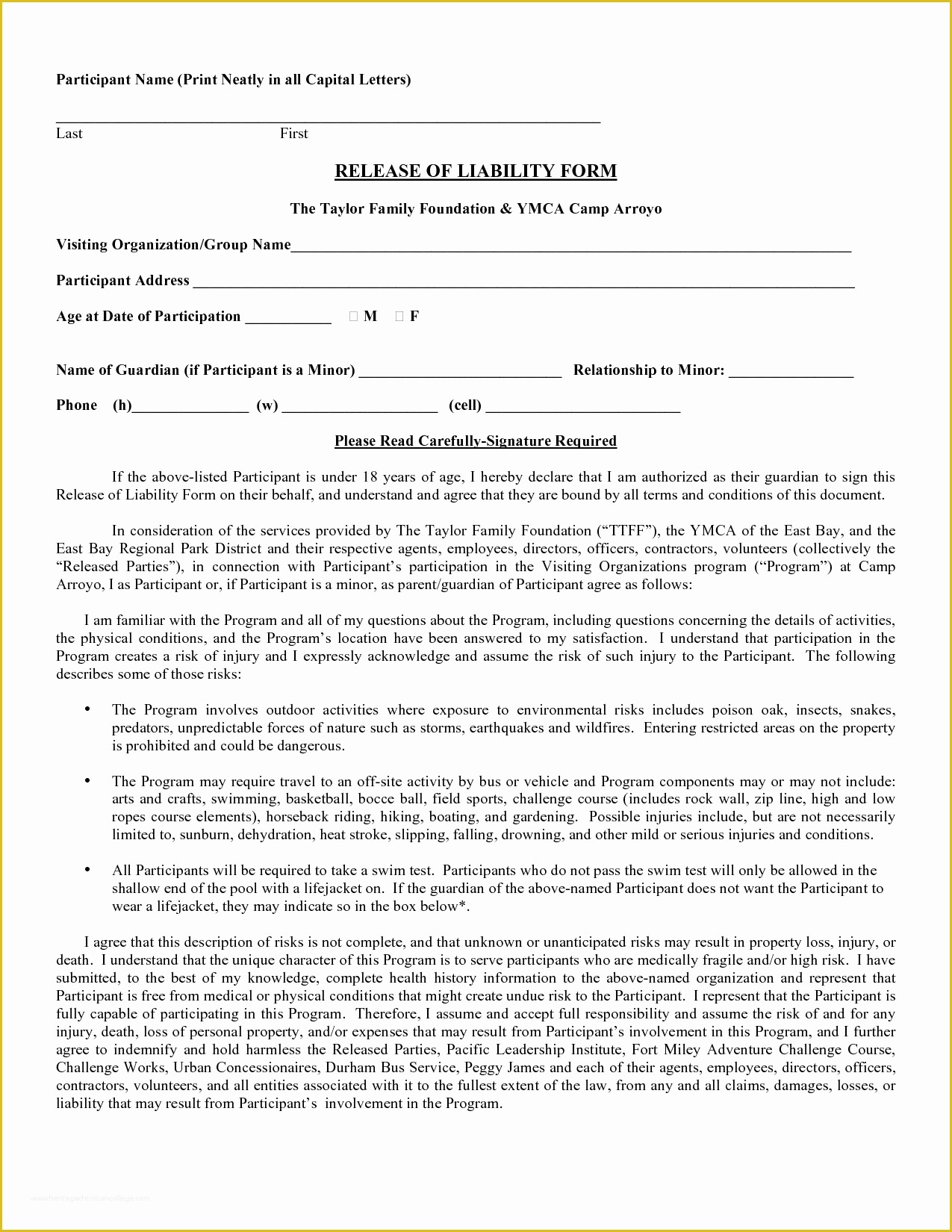 Release Of Liability Template Free Of Release Liability Template Free Portablegasgrillweber