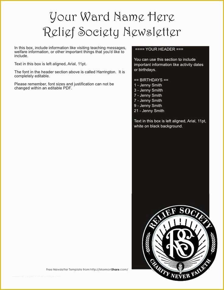 Relief society Newsletter Template Free Of 13 Best Lds Relief society Newsletter Ideas Images On