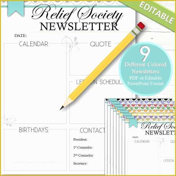 Relief society Newsletter Template Free Of 9 Editable Relief society Newsletters Instant Download