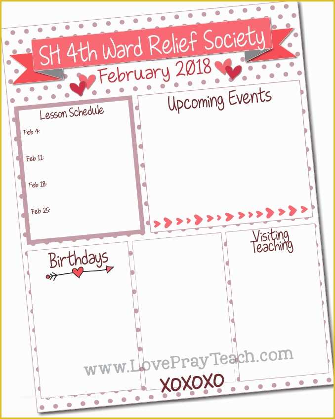 Relief society Newsletter Template Free Of February 2018 Relief society Editable Newsletter and Calendar