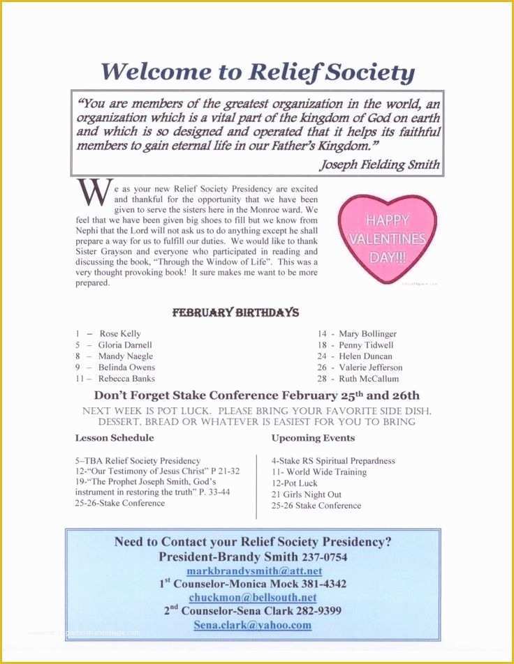 Relief society Newsletter Template Free Of Monroe Sisters February 2012 Relief society Newsletter